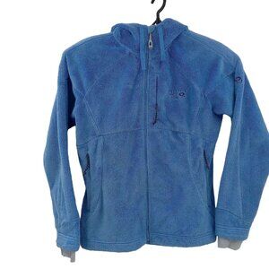 Mountain Hardwear Womens Blue Fleece Jacket Size S Fuzzy Hoodie Fitted Pocket